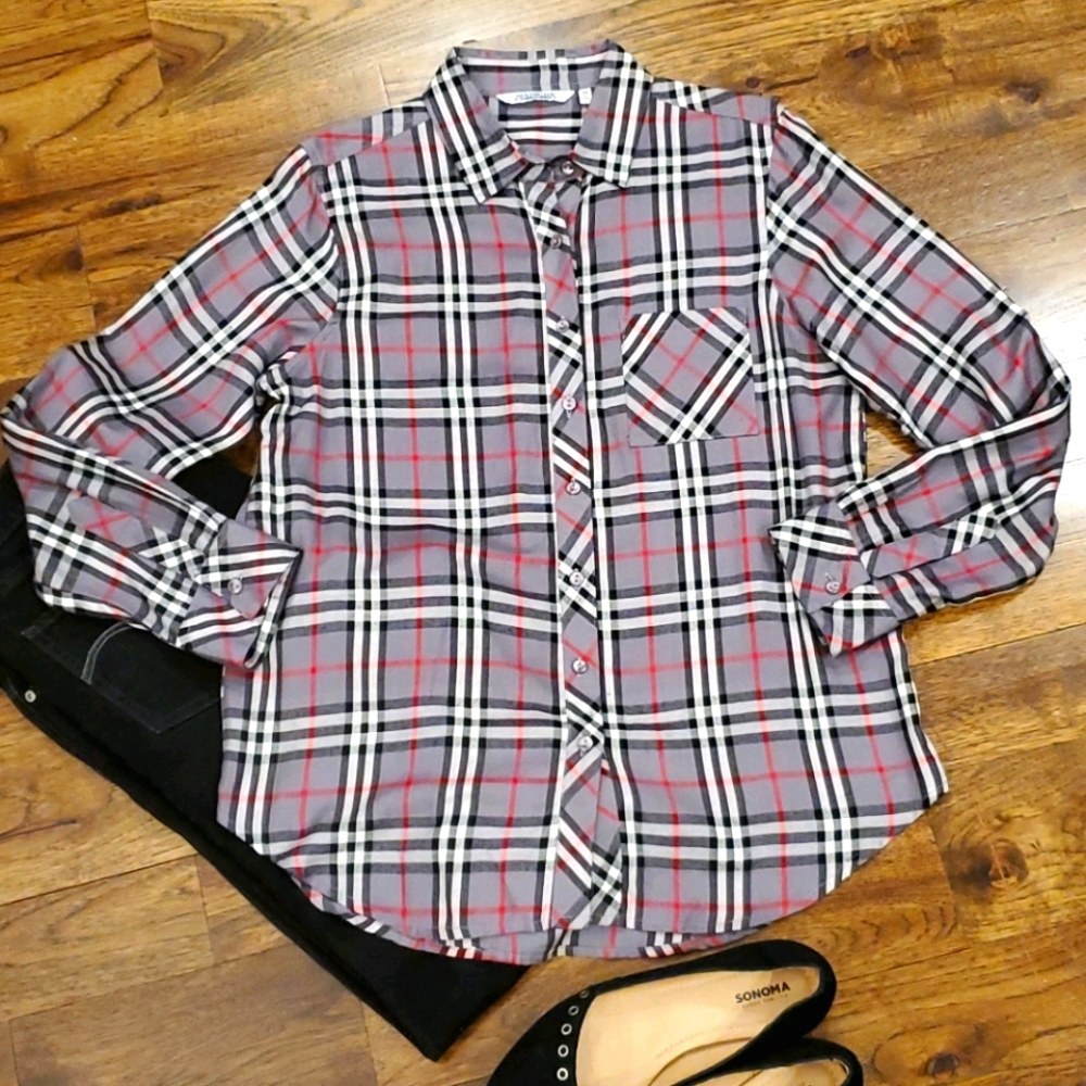 Womens New Direction plaid button down size M